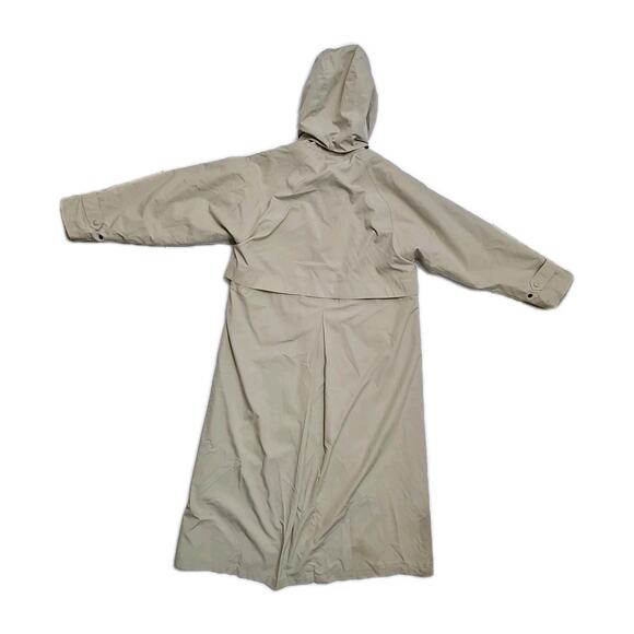 VINTAGE Womens L.L. Bean Duster Trench Coat Wool Liner Hood Beige Small Petite - Picture 8 of 8